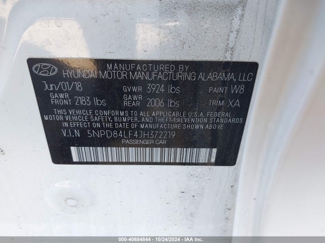 Hyundai Elantra Value Edition 2018 5NPD84LF4JH372219 Image 9