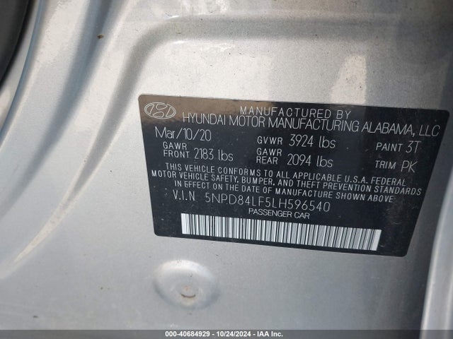 Hyundai ELANTRA SEL 2020 5NPD84LF5LH596540 Image 9