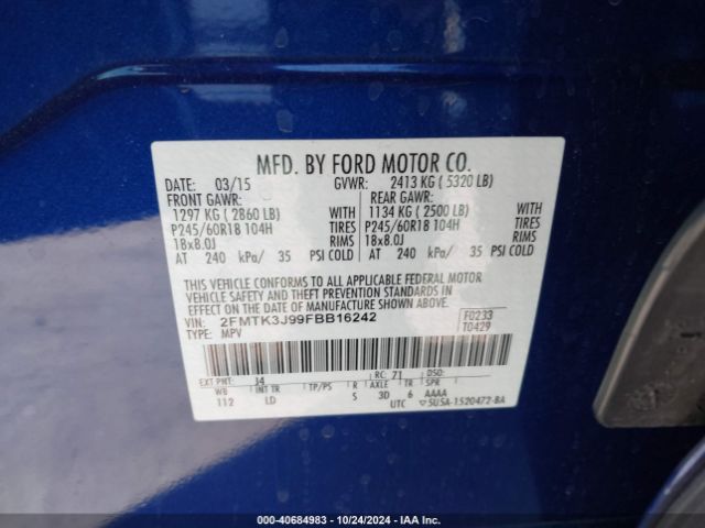 2FMTK3J99FBB16242 Ford EDGE SEL