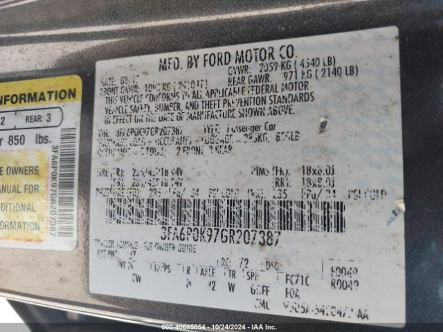 3FA6P0K97GR207387 Ford Fusion Titanium
