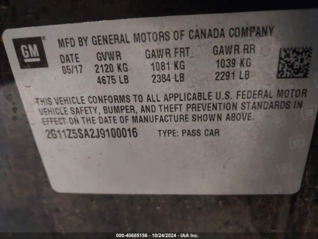 2G11Z5SA2J9100016 Chevrolet IMPALA LS