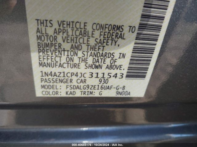 1N4AZ1CP4JC311543 Nissan Leaf Sl