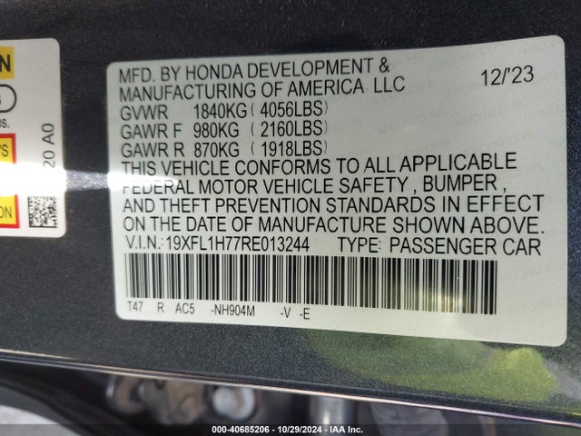 19XFL1H77RE013244 Honda l15b7