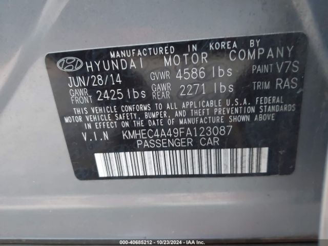 KMHEC4A49FA123087 Hyundai Sonata Hybrid Limited