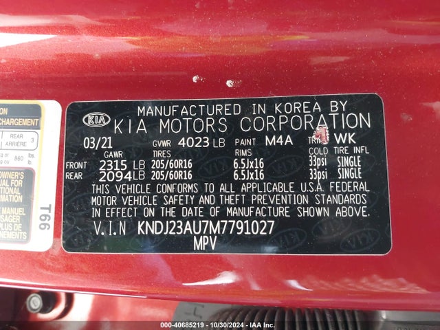 KIA SOUL LX 2021 KNDJ23AU7M7791027 Image 9