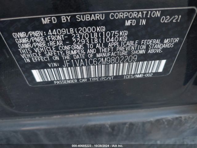 JF1VA1C62M9802209 Subaru Wrx Premium