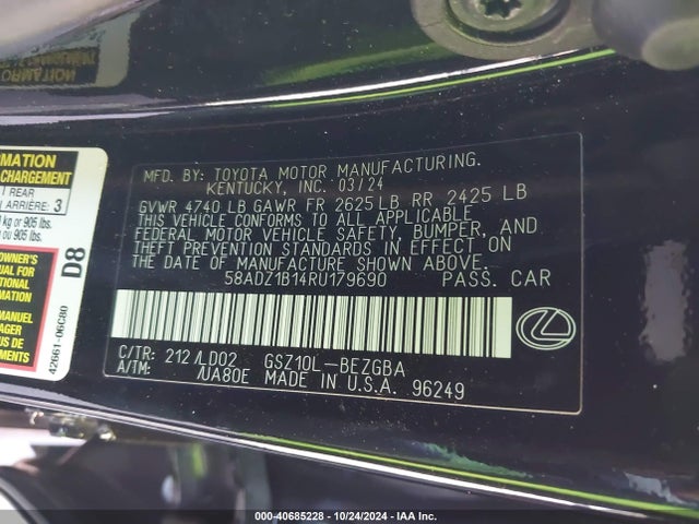 58ADZ1B14RU179690 Lexus ES 350