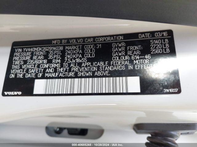 YV440MDK2G2914038 Volvo Xc60 T5 Drive-e Premier