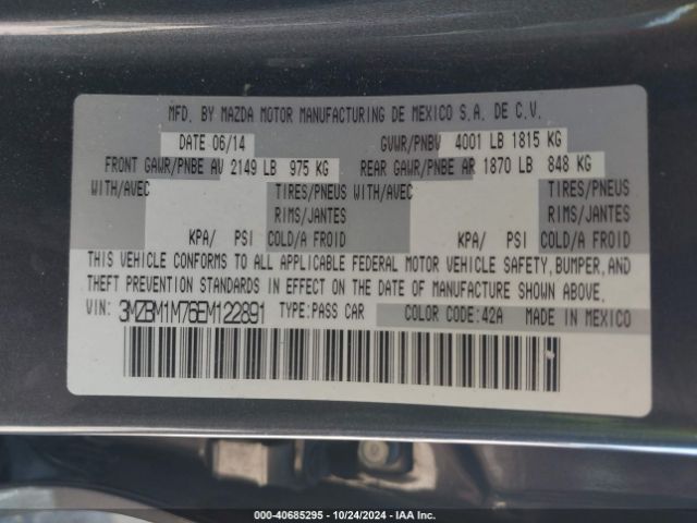 3MZBM1M76EM122891 Mazda Mazda3 I Grand Touring
