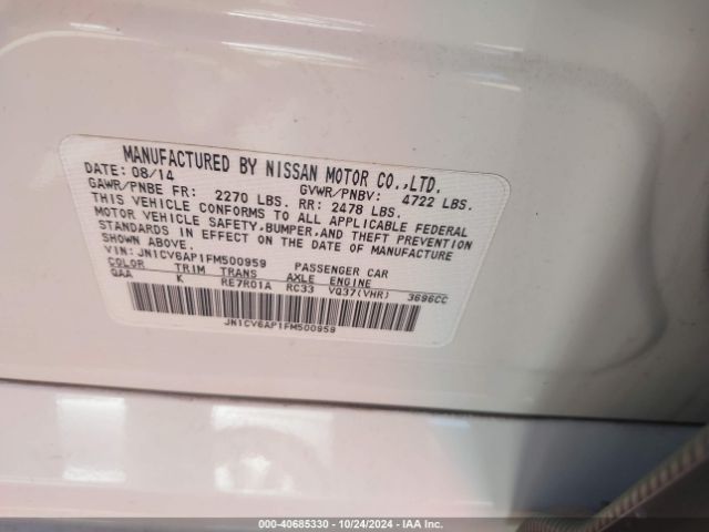 JN1CV6AP1FM500959 Infiniti Q40