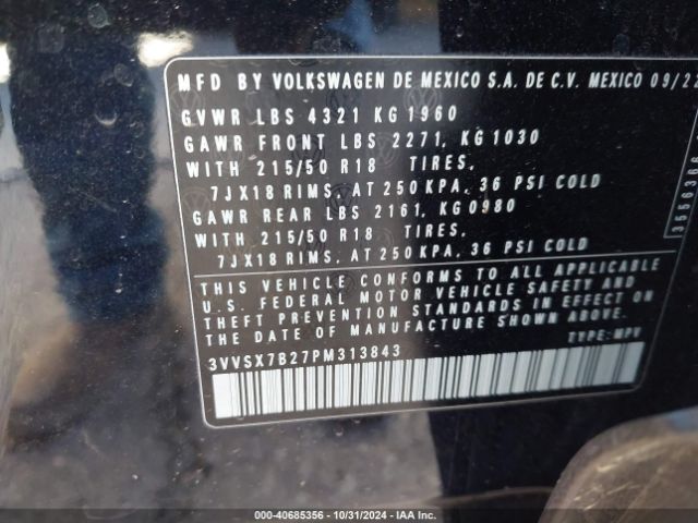 3VVSX7B27PM313843 Volkswagen Taos 1.5t Se