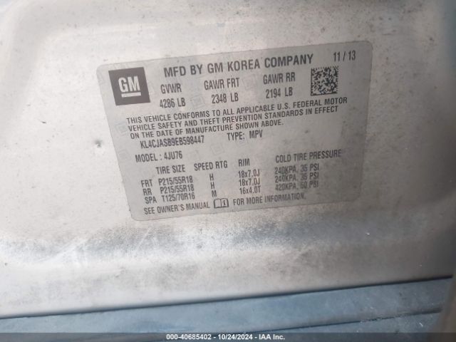 KL4CJASB9EB598447 Buick Encore