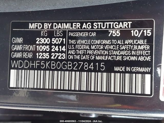 WDDHF5KB0GB278415 Mercedes-Benz E 350