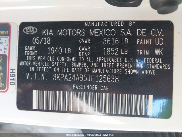 KIA RIO S 2018 3KPA24AB5JE125638 Image 9