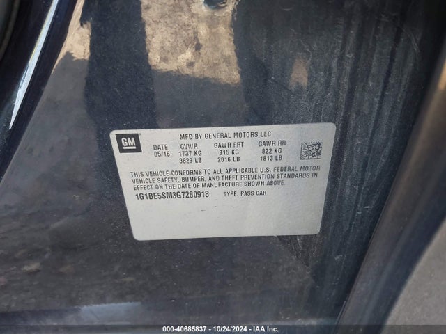 Chevrolet Cruze Lt Auto 2016 1G1BE5SM3G7280918 Image 9