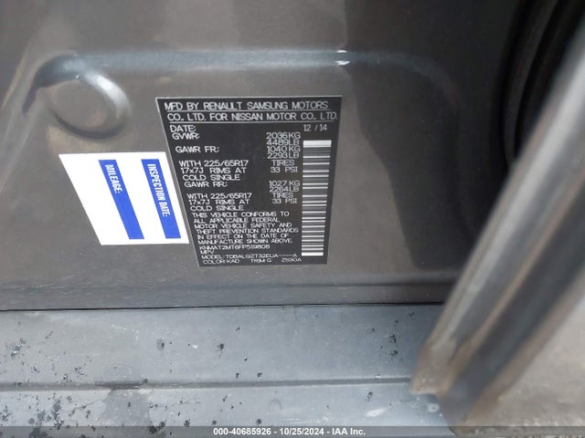 Nissan ROGUE SV 2015 KNMAT2MT6FP519808 Image 9