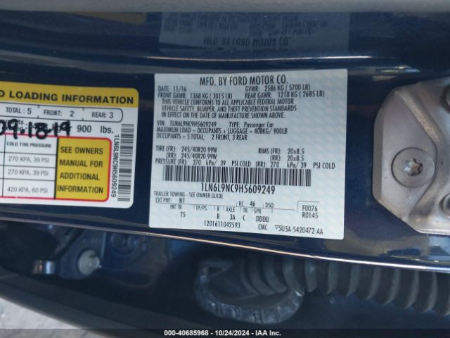 1LN6L9NC9H5609249 Lincoln Continental Reserve