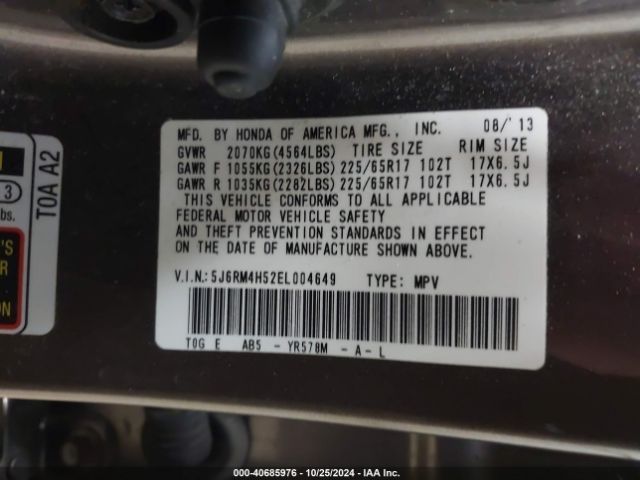 5J6RM4H52EL004649 Honda CR-V EX