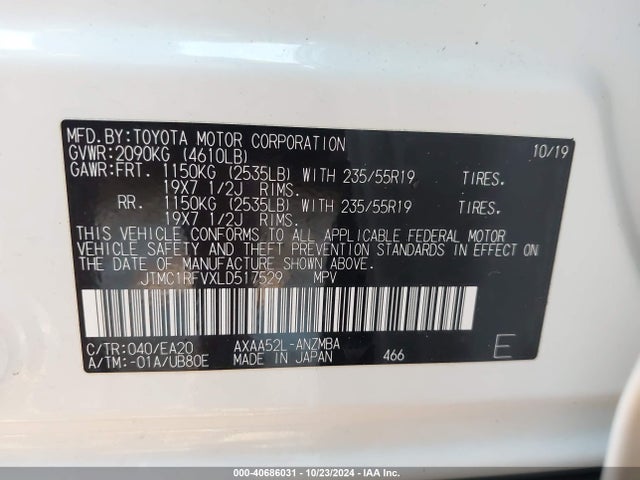 Toyota Rav4 Xle Premium 2020 JTMC1RFVXLD517529 Image 9