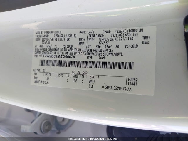 Ford F-250 Xl 2021 1FT7W2B69MED46678 Image 9