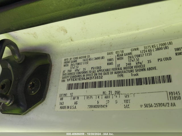 Ford F-150 Xl 2018 1FTEX1E58JKD73532 Image 9