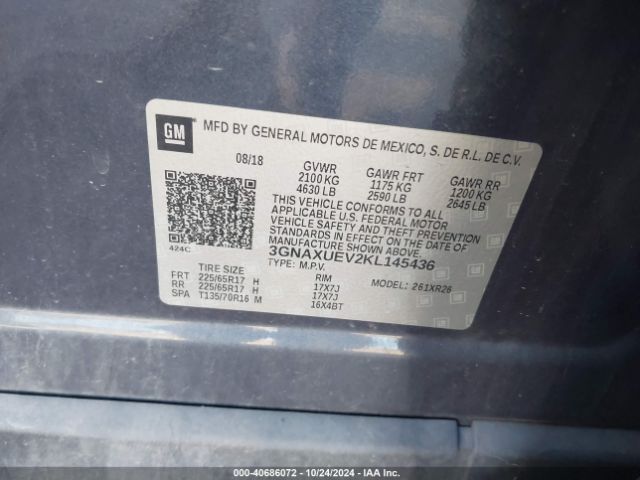 3GNAXUEV2KL145436 Chevrolet EQUINOX LT