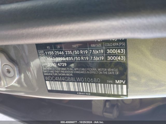 WDC4M4GB8LW010680 Mercedes-Benz GLB 250