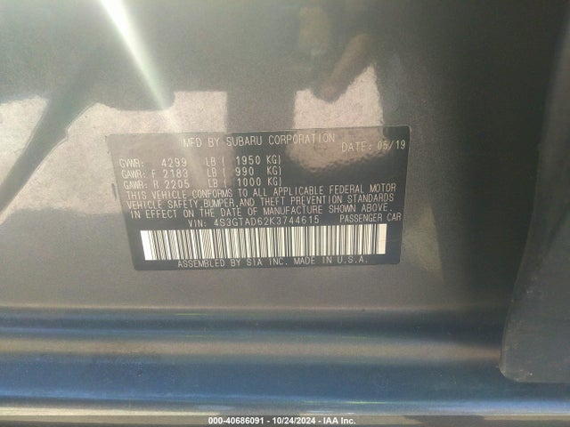 4S3GTAD62K3744615 Subaru Impreza 2.0i Premium