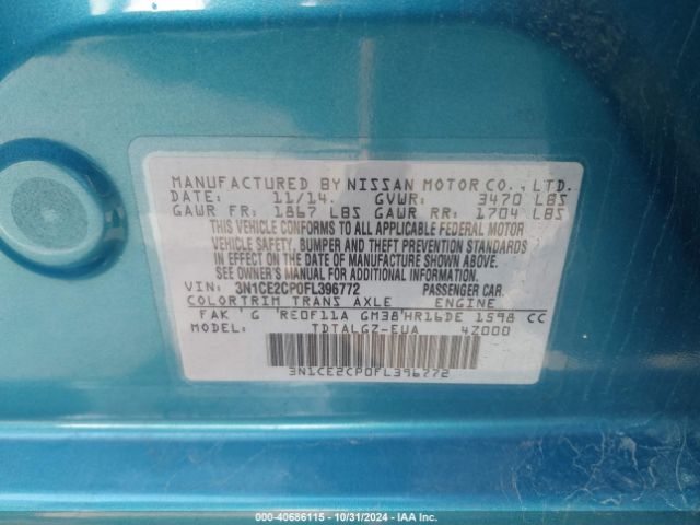 3N1CE2CP0FL396772 Nissan Versa Note Sr