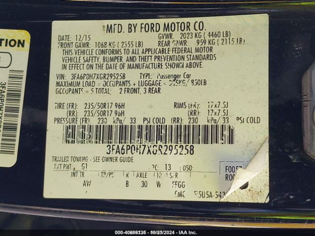2016 FORD FUSION 3FA6P0H7XGR295258 Photo 8