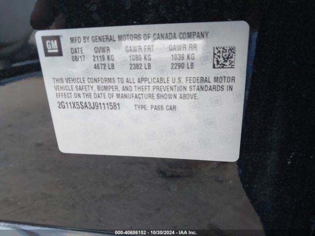 Chevrolet Impala 1fl 2018 2G11X5SA3J9111581 Image 9