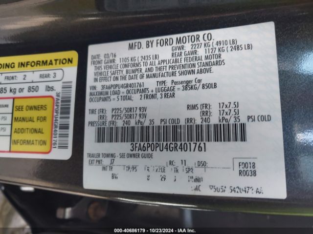 3FA6P0PU4GR401761 Ford Fusion Energi Se Luxury