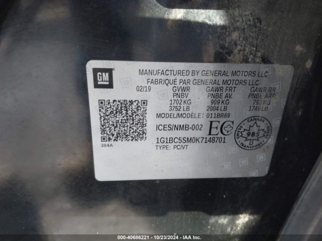 1G1BC5SM0K7148701 Chevrolet CRUZE LS