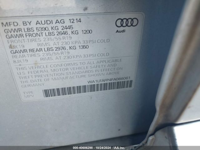 WA1LFAFP4FA086061 Audi Q5 2.0t Premium