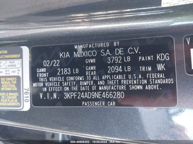 KIA Forte Lxs 2022 3KPF24AD9NE466280 Image 9