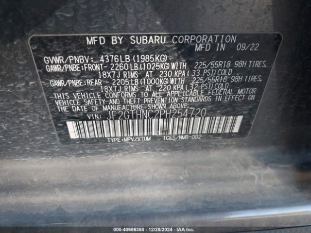 JF2GTHNC2PH254720 Subaru Crosstrek Limited