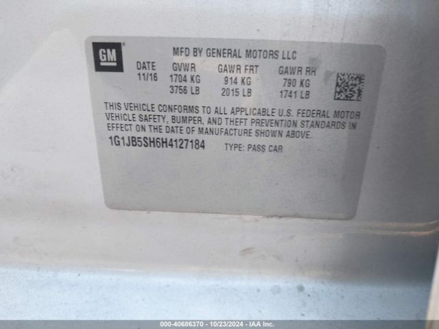 1G1JB5SH6H4127184 Chevrolet Sonic Ls Auto