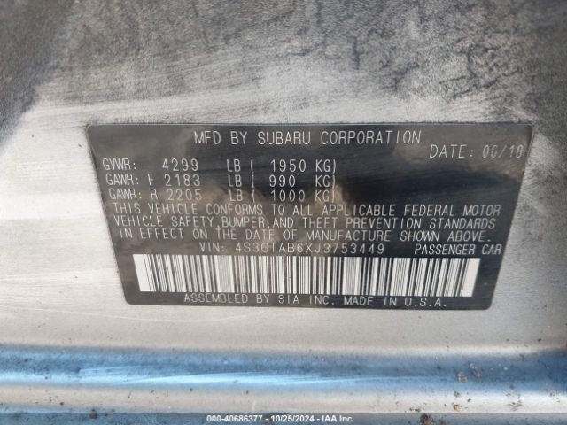 4S3GTAB6XJ3753449 Subaru Impreza 2.0i Premium