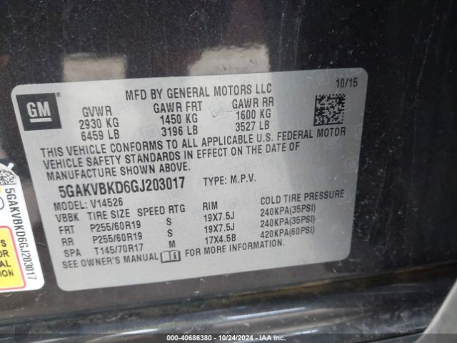 5GAKVBKD6GJ203017 Buick Enclave Leather