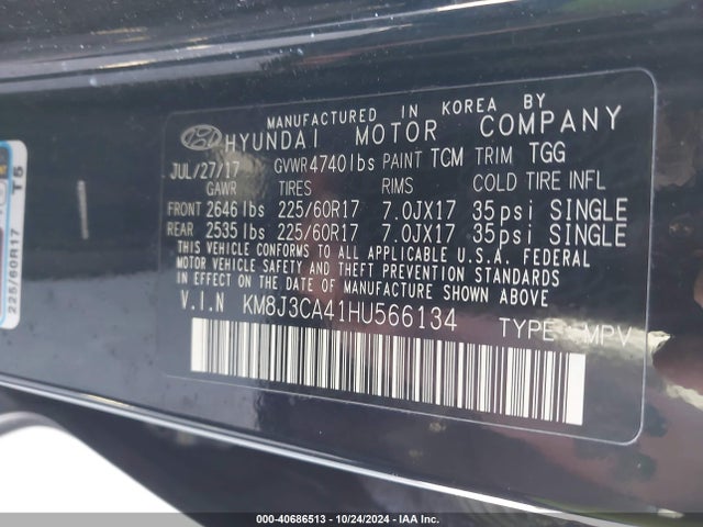 Hyundai TUCSON SE 2017 KM8J3CA41HU566134 Image 9