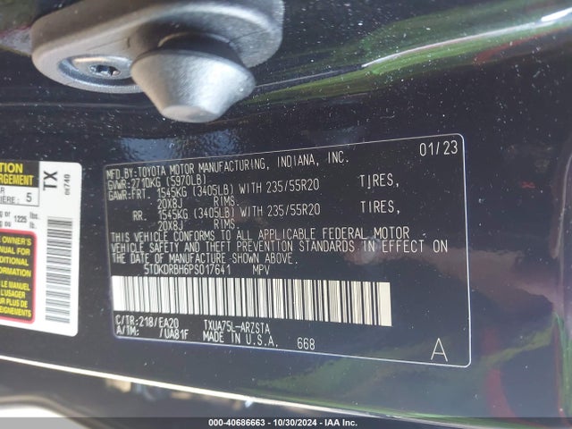 Toyota Highlander Xse 2023 5TDKDRBH6PS017641 Image 9