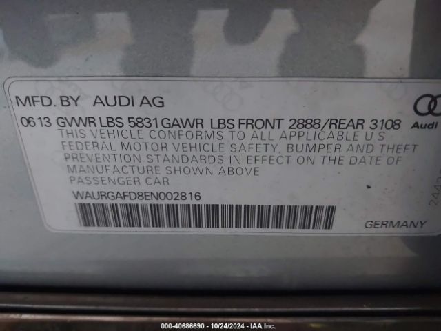 WAURGAFD8EN002816 Audi A8 L 3.0t