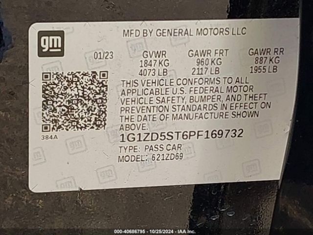 1G1ZD5ST6PF169732 Chevrolet Malibu Fwd 1lt