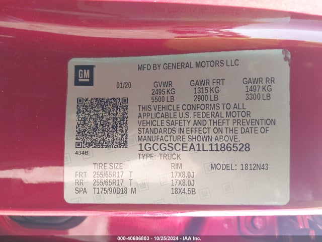 1GCGSCEA1L1186528 Chevrolet Colorado 2wd  Short Box Lt
