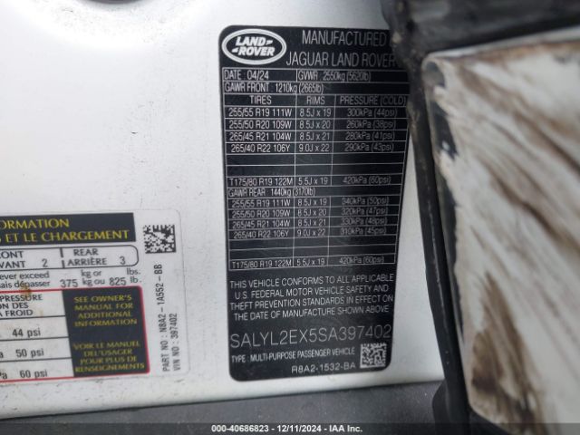 SALYL2EX5SA397402 Land Rover Range Rover Velar P250 Dynamic Se