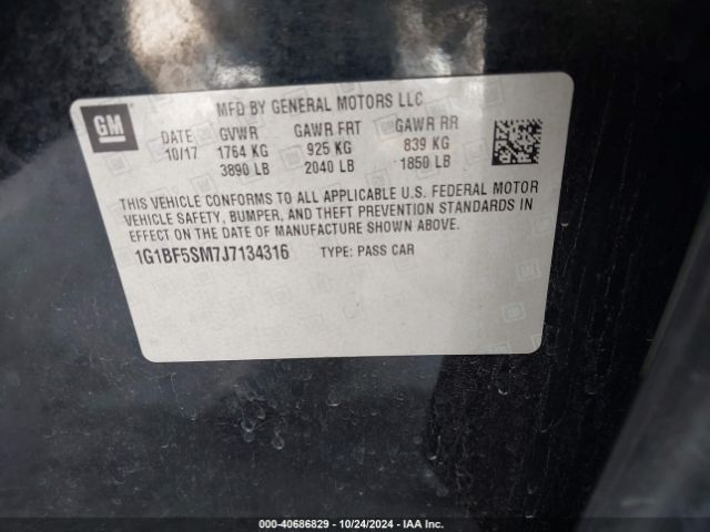 1G1BF5SM7J7134316 Chevrolet Cruze Premier Auto