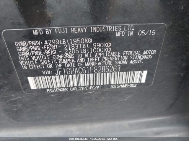 JF1GPAC61F8286263 Subaru Impreza 2.0i Premium