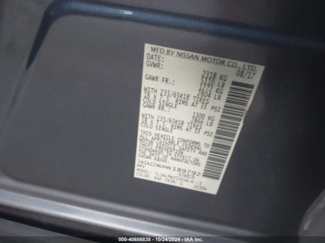5N1AZ2MG4HN189792 Nissan MURANO S