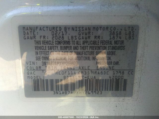 3N1AB7APXHY269923 Nissan SENTRA SR