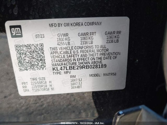 KL47LBE29RB028189 Buick Envista Sport Touring Fwd
